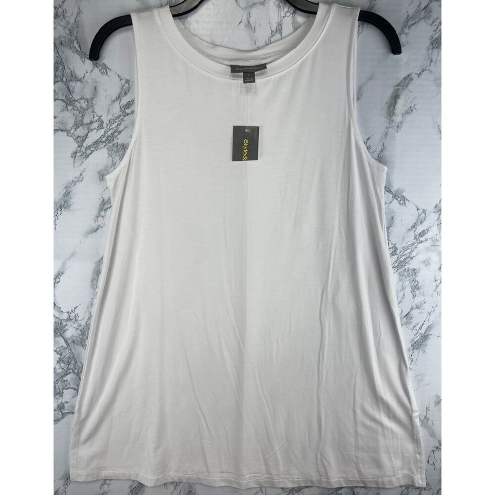 Style & Co. Womens Size Small Layering Tank Top Small Bright White